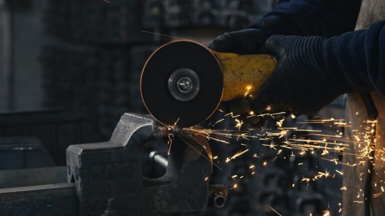 Uma Pessoa Trabalhando Com Um Moedor Em Um Pedaco De Metal Riw179Nna6w